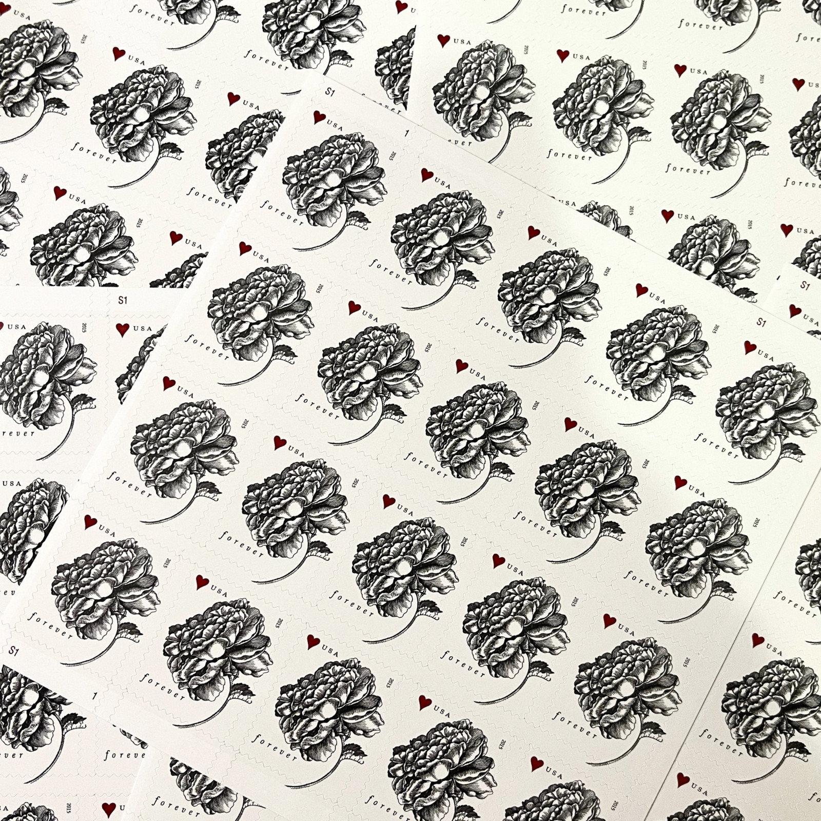 100 Vintage Engraved Rose Forever Stamps | 2014 Authentic USPS Postage MNH #4959