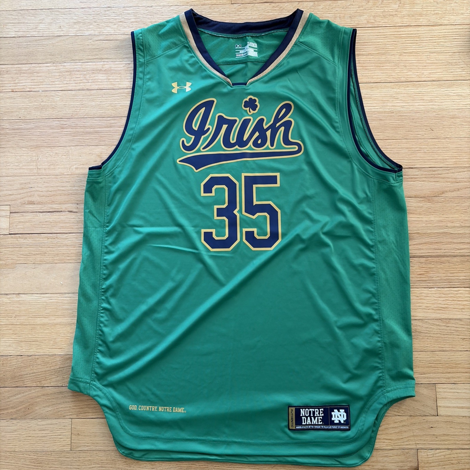 Notre Dame Fighting Irish Mens XL Green Under Armour Basketball Jersey 35