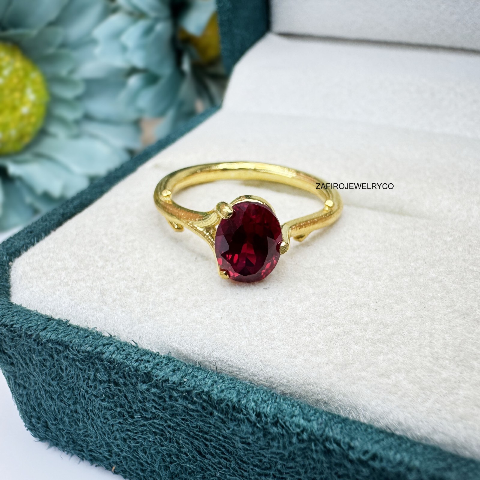 Red Ruby Ring, 925 Sterling Silver, Engagement Ring, Promise Ring, Lab Created