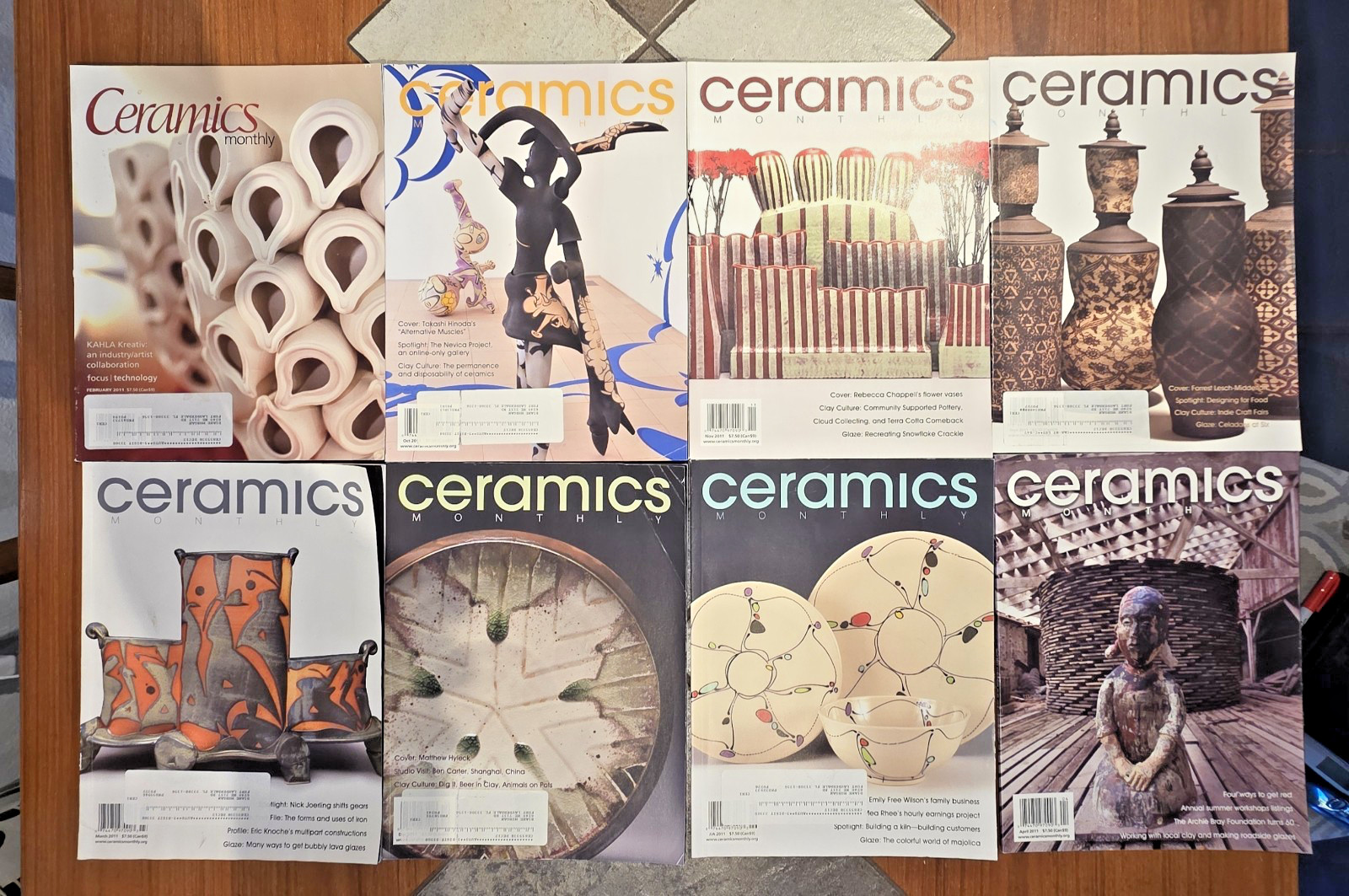 Ceramics Monthly Magazine Lot of 8 From 2011