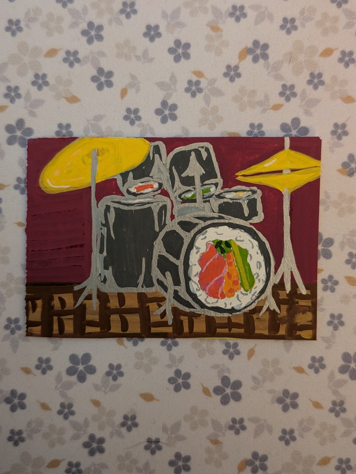 aceo original painting 2.5x3.5 Rock and ROLLL by LCReverie. New. Shipped