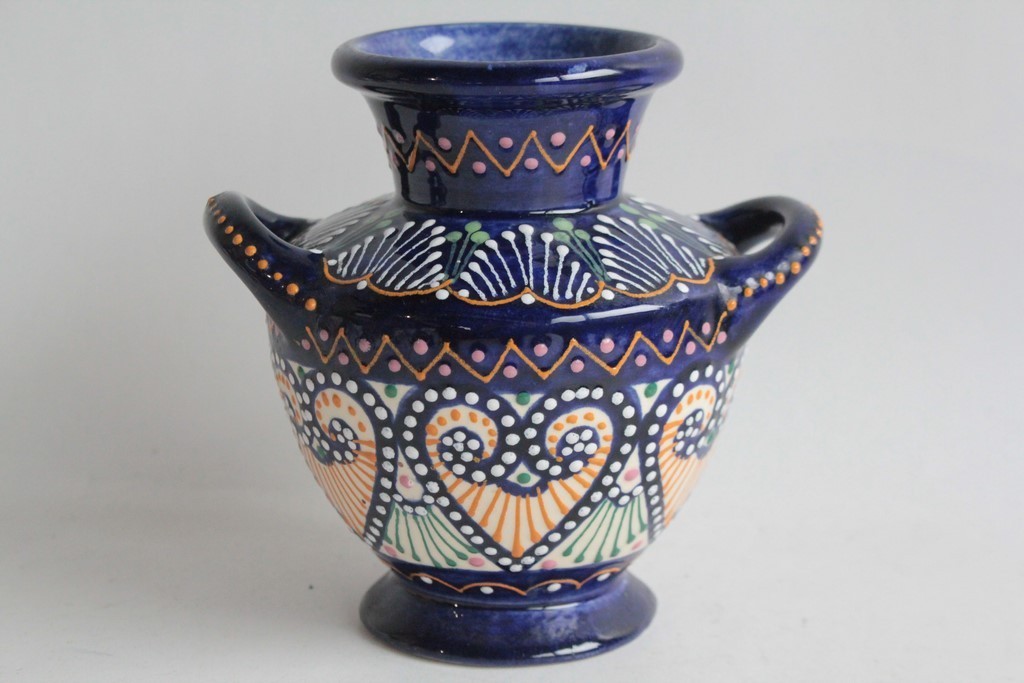 Earthenware vase with pearly enamel decoration, HB Quimper F250 D708 PK (65435)