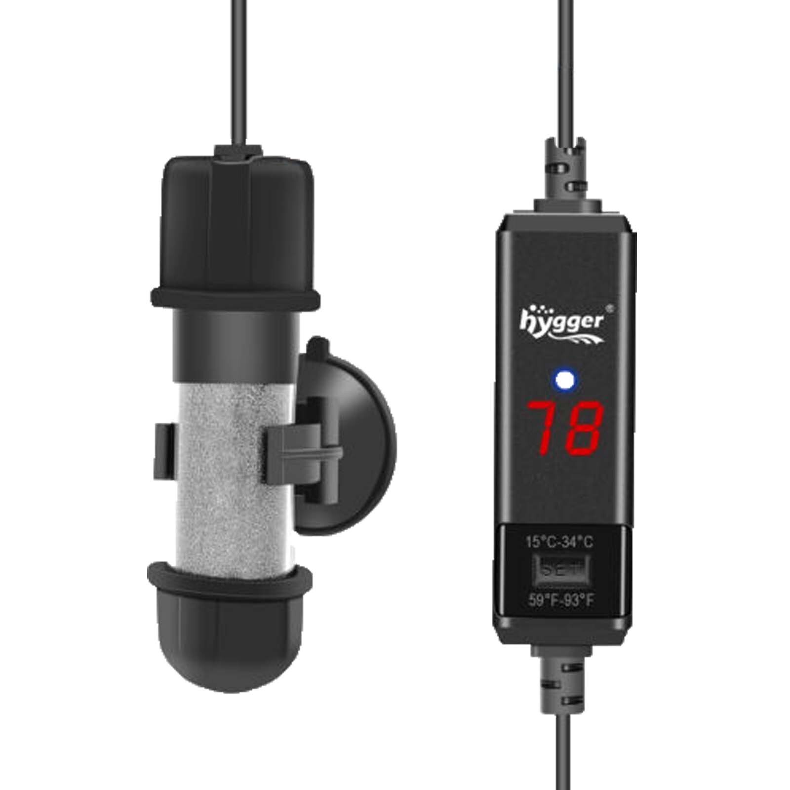 hygger Mini Aquarium Heater 10-100W Submersible LED Digital Betta Tank 1-26 Gal