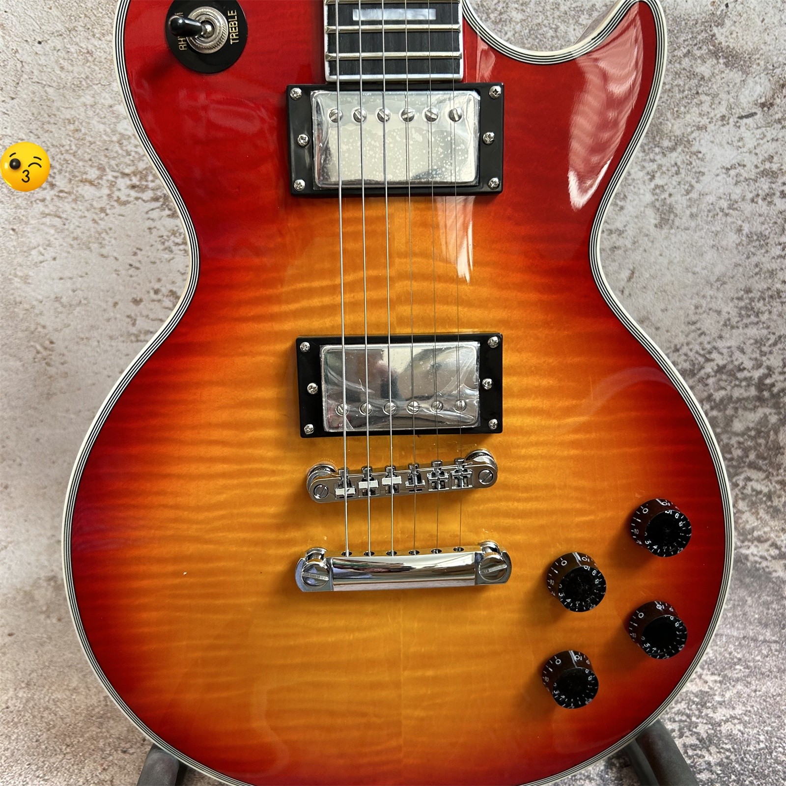 US Warehouse Cherry Red Burst Electric Guitar Chrome Parts HH Pickups