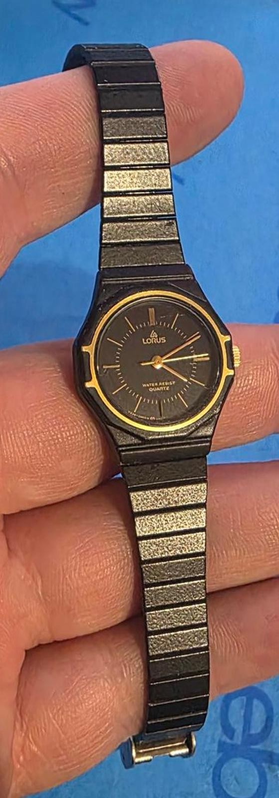 Lorus Black and Gold Women's Analog Wristwatch