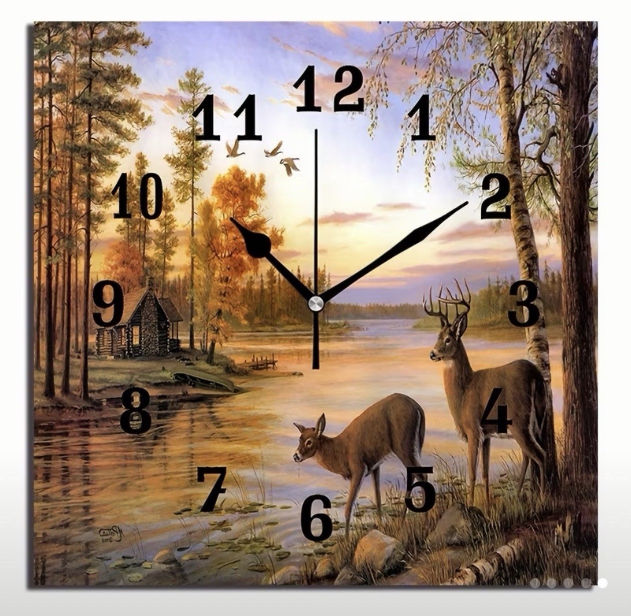 Rustic Deer Wall Clock Silent Non Ticking Large Numbers Battery Operated 10 Inch