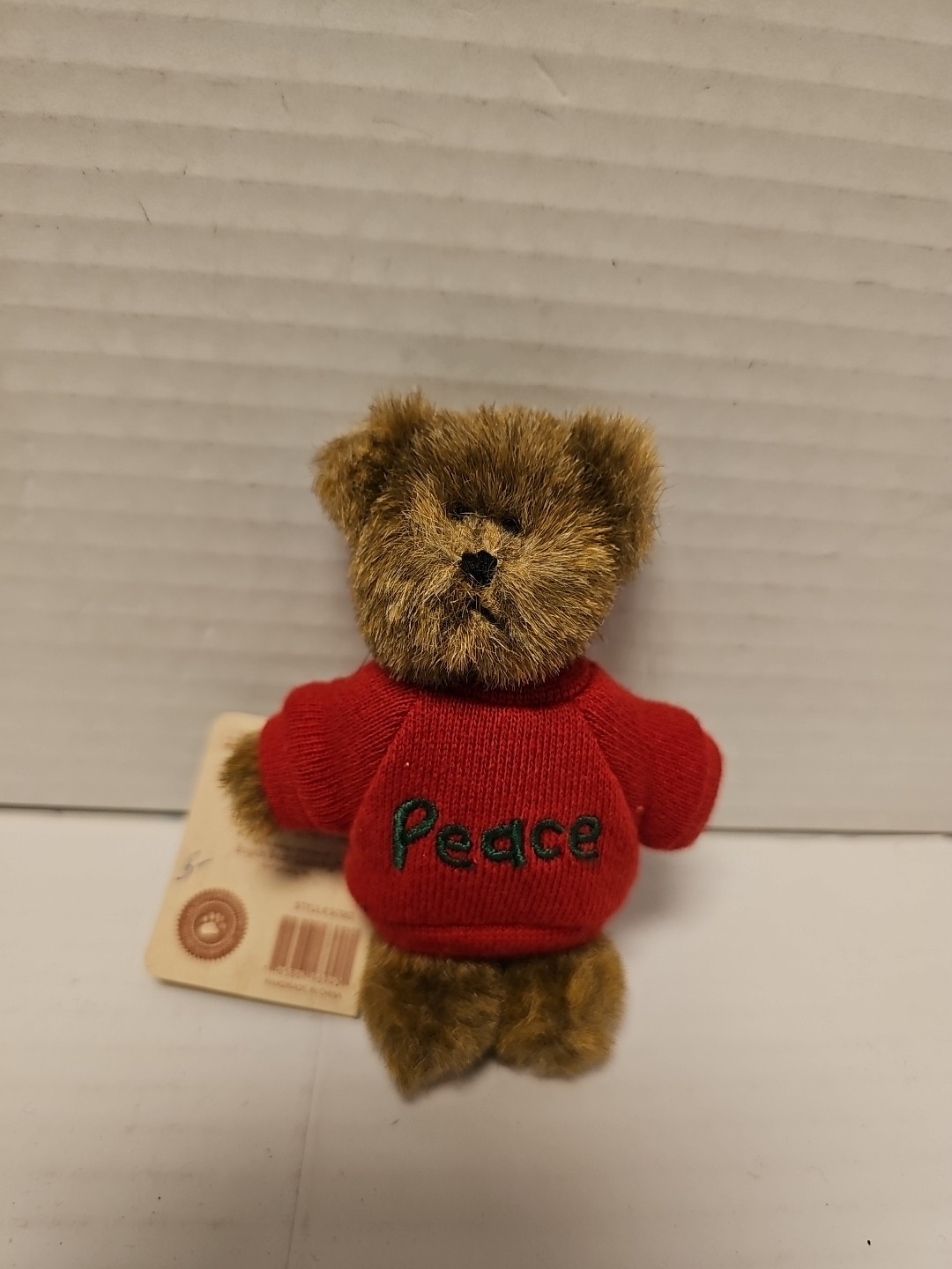 Boyds Bears Miniature Message Bear Thinking of Ya Series Red T-shirt Peace W/Tag