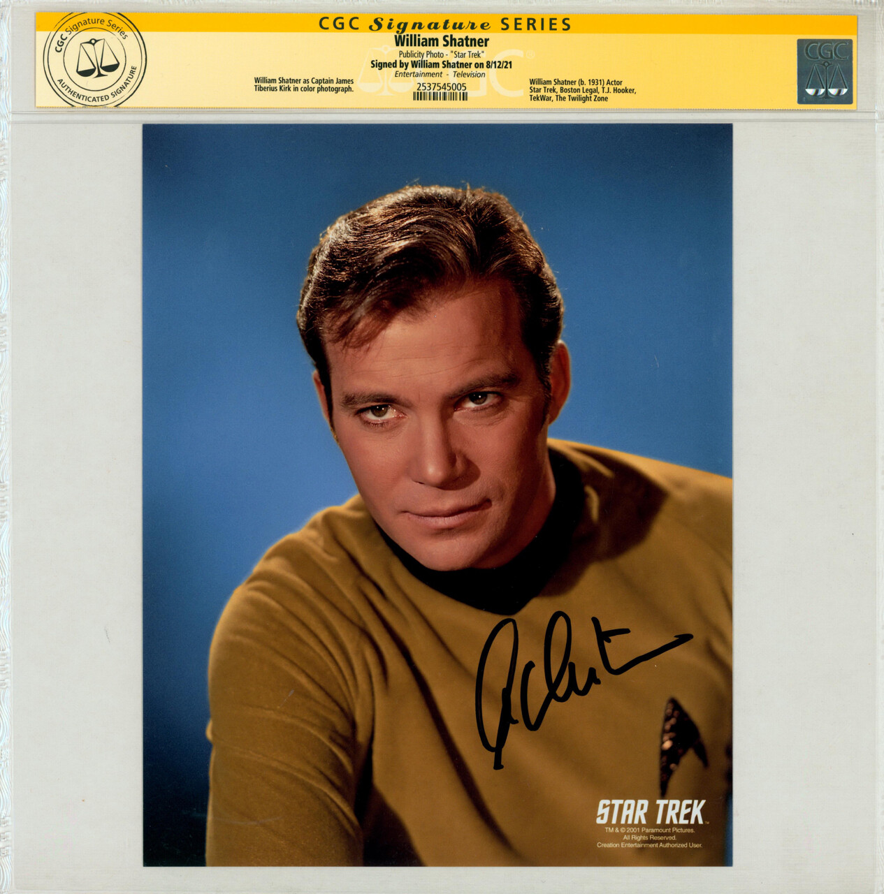 William Shatner SIGNED CGC SS Star Trek Publicity Photo ~ Captain James T. Kirk