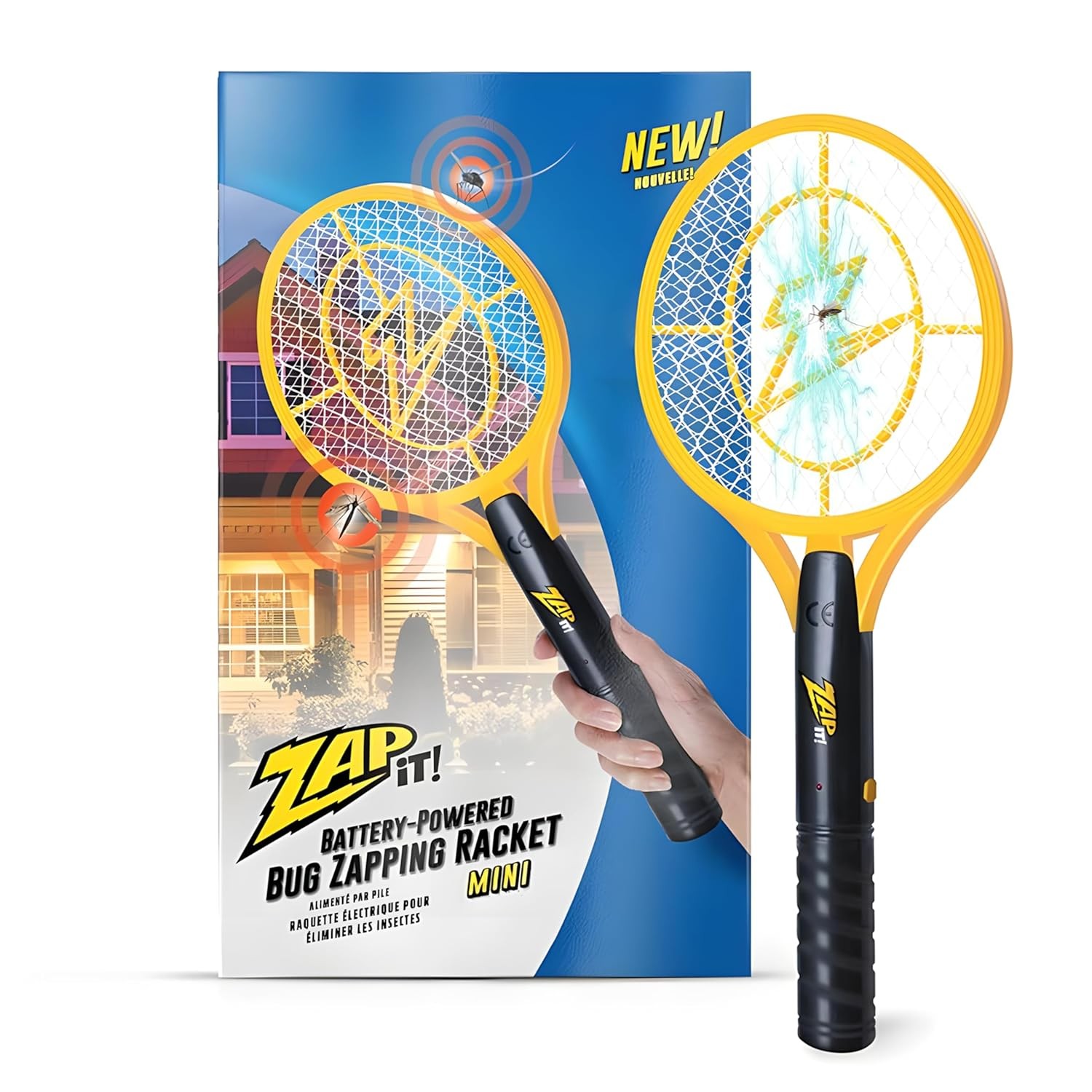 ZAP IT! Electric Fly Swatter Racket - 3,500 Volt Bug Zapper Racket - Battery-Pow