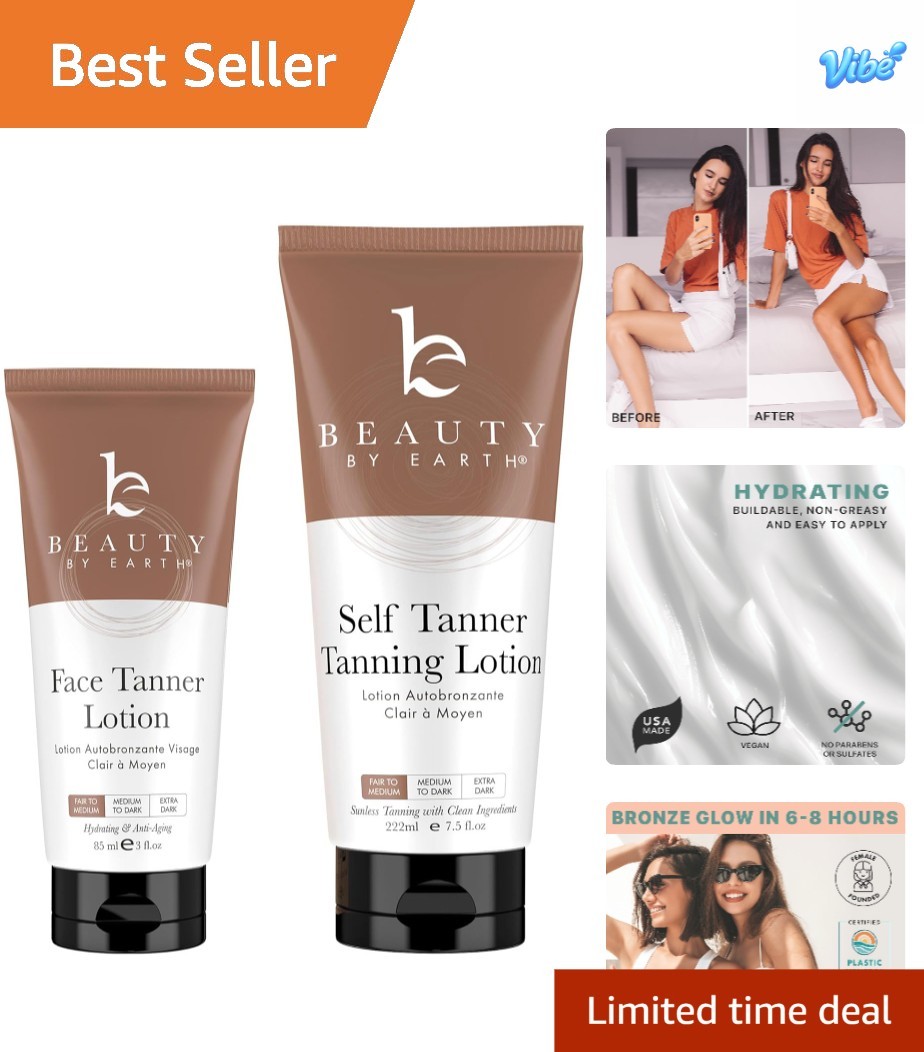Self Tanner Face & Body - With Organic Aloe Vera & Shea Butter, Sunless Tanning