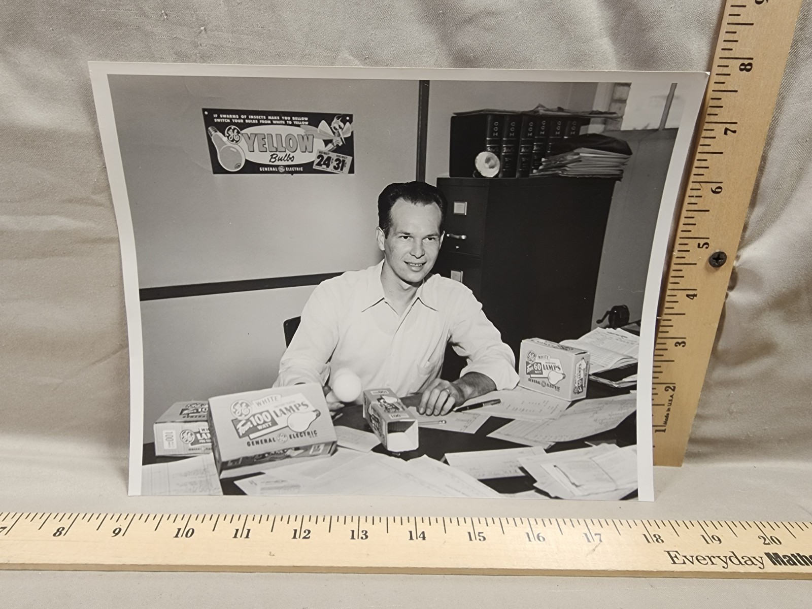 Original Photograph General Electric  Employee Light Bulb Advertising Used 