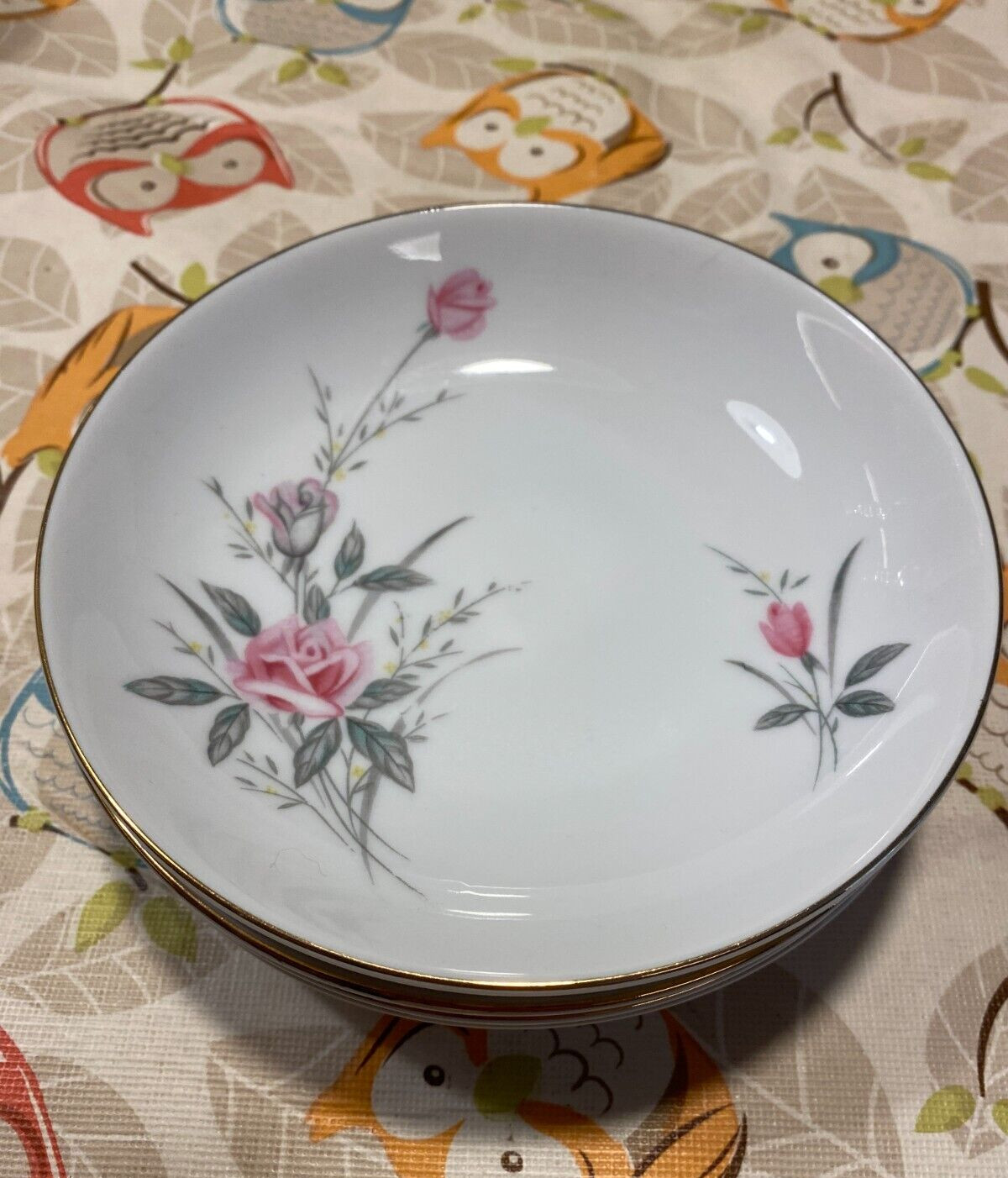 4 Vintage Golden (MOSS) ROSE FINE CHINA OF JAPAN 5.5" BERRY/DESSERT Bowl