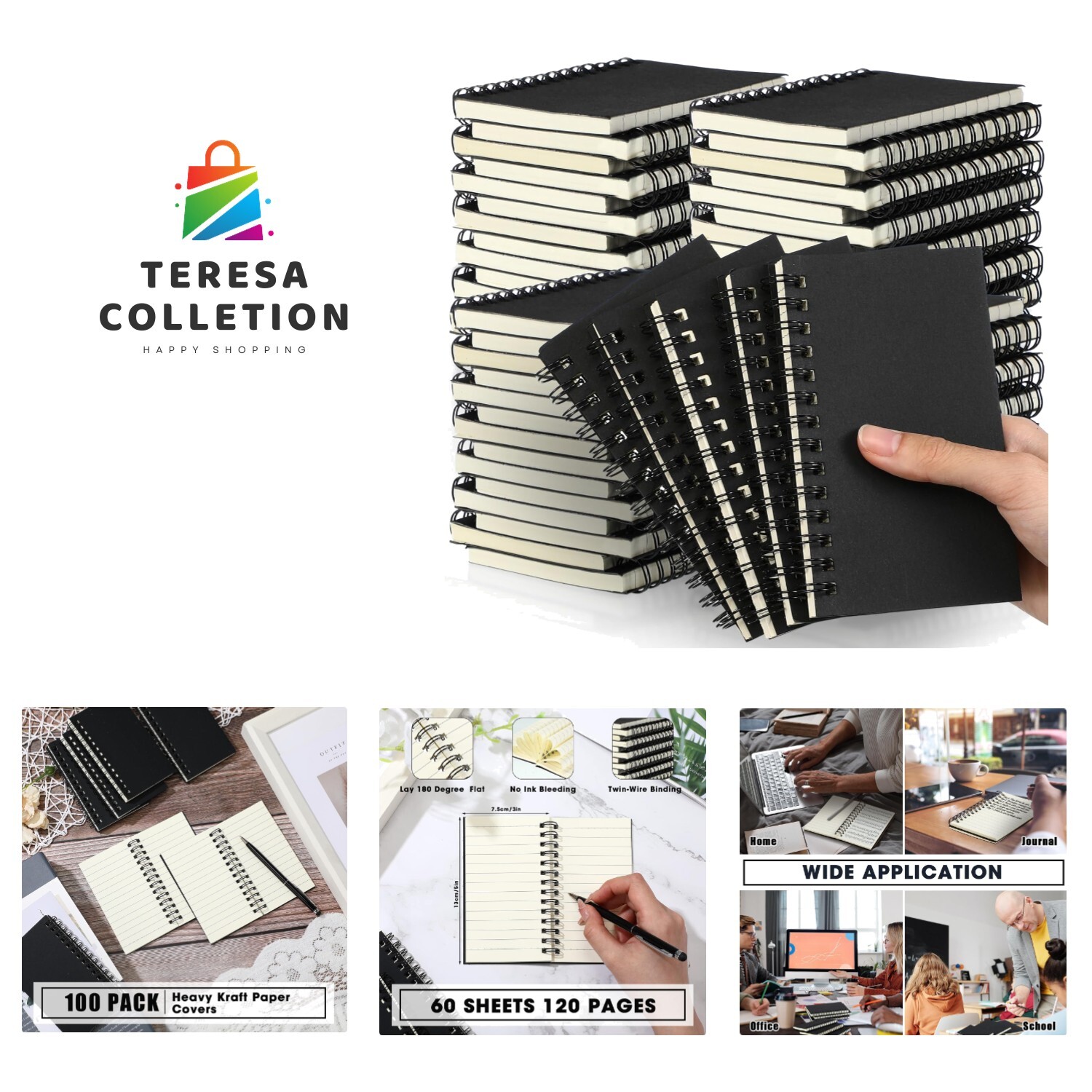 Bulk Set of 100 Pocket-Sized Spiral Notepads - Compact Writing Solution for Work