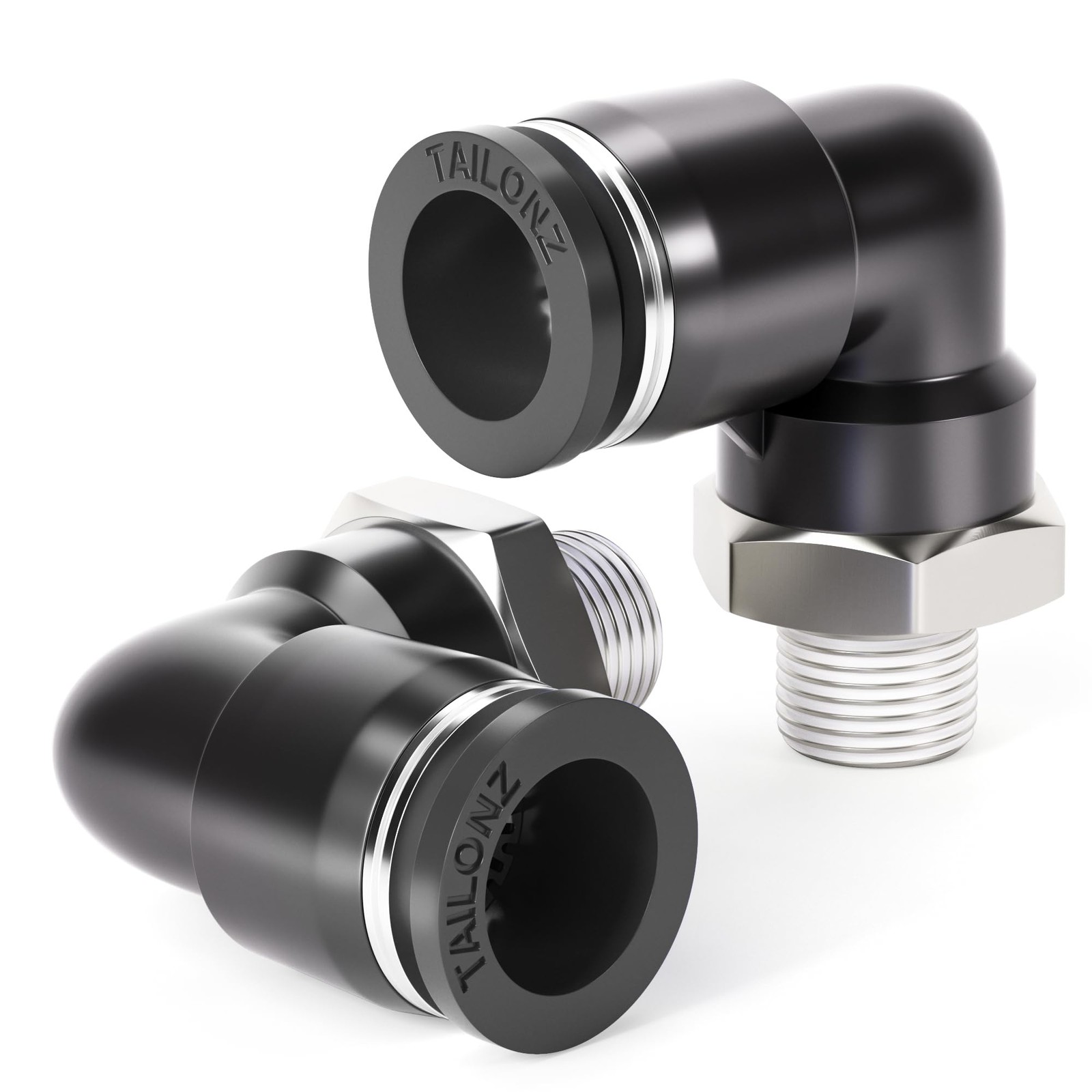 TAILONZ PNEUMATIC Male Elbow 1/2 Inch Tube OD x 1/4 1/2'' 1/4''MNPT, Black 