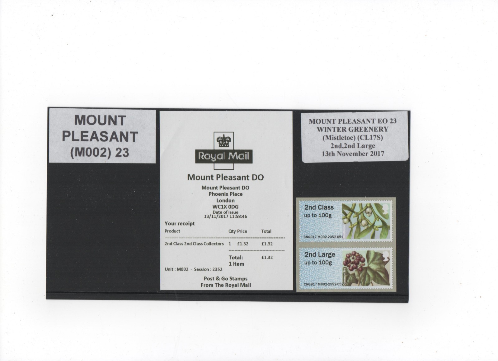 POST GO MPLEASANT EO/DO M002 WINTER GREENERY CL17S MTOE COLL PAIR 2ND CS2 SCARCE