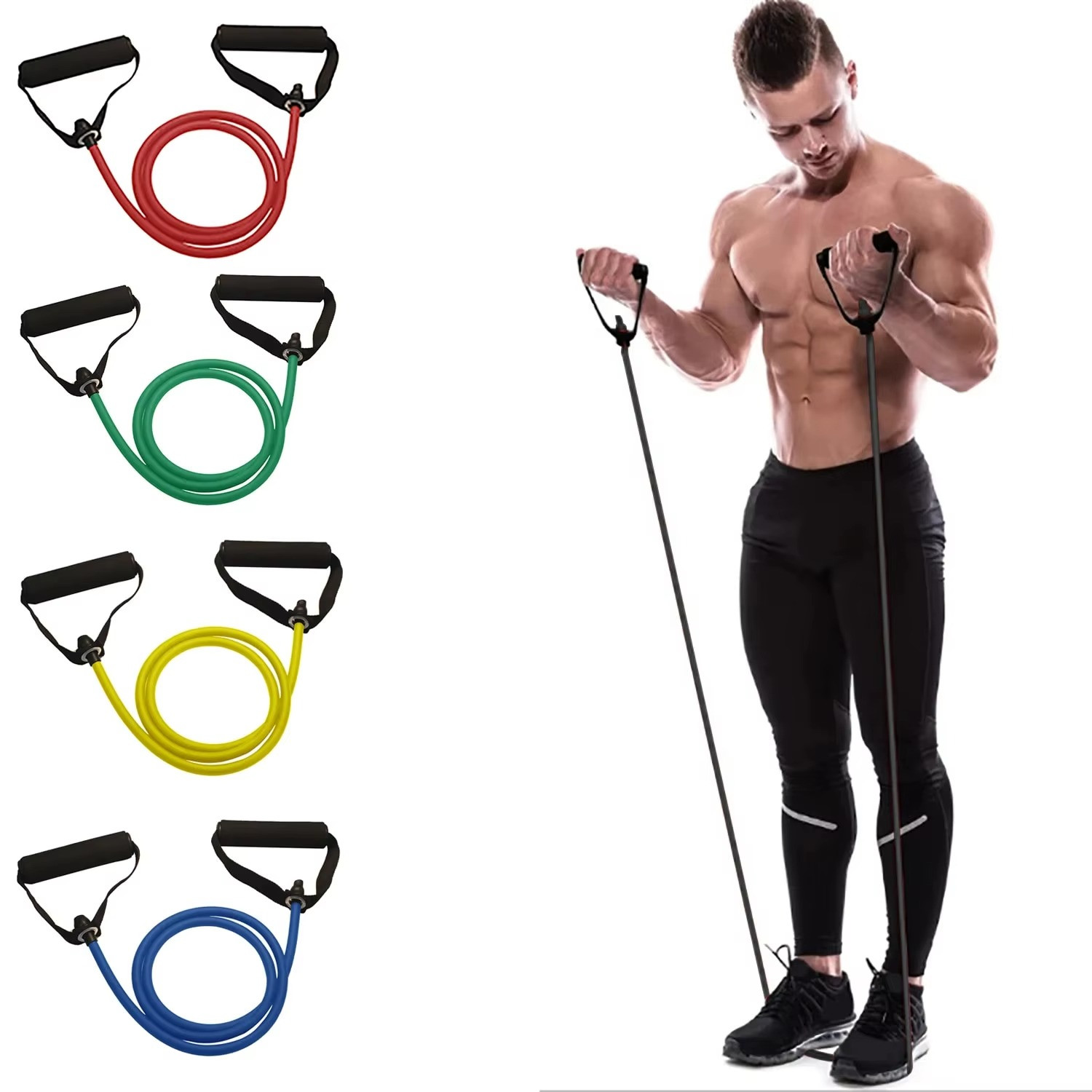 Resistance Bands With Handles Exercise Fitness Training Workout Set