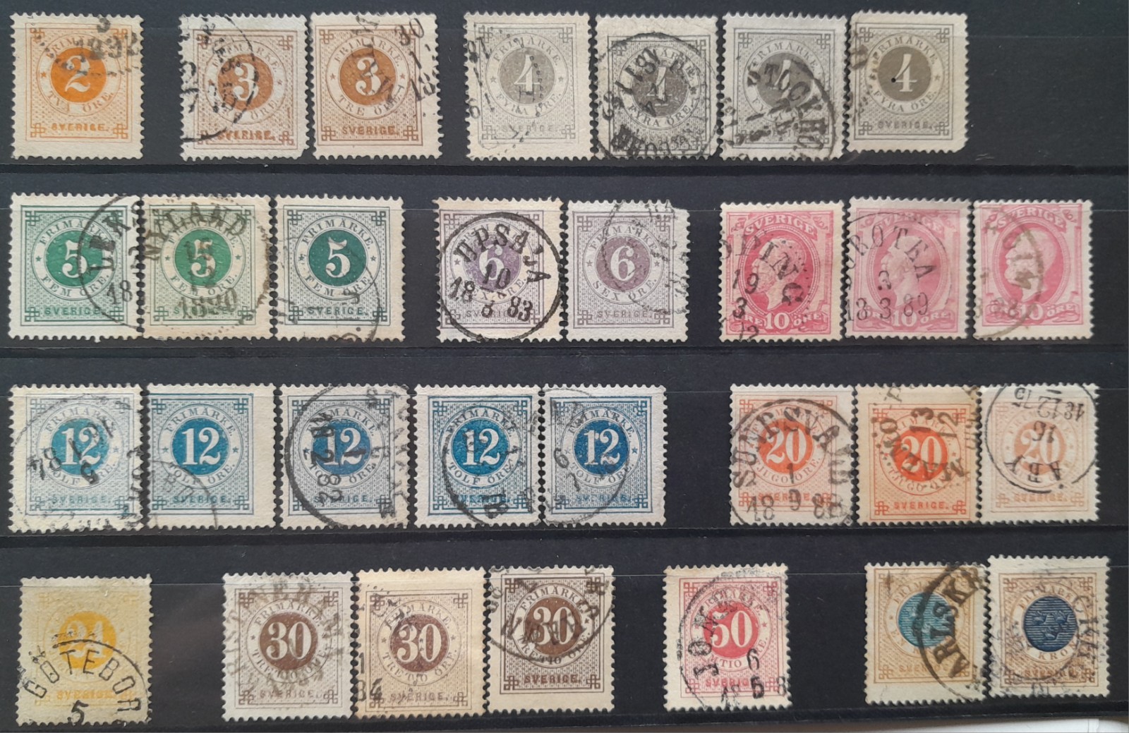 Sweden 1872 collection of Numerals & King Oscar II used stamps HCV - £300+