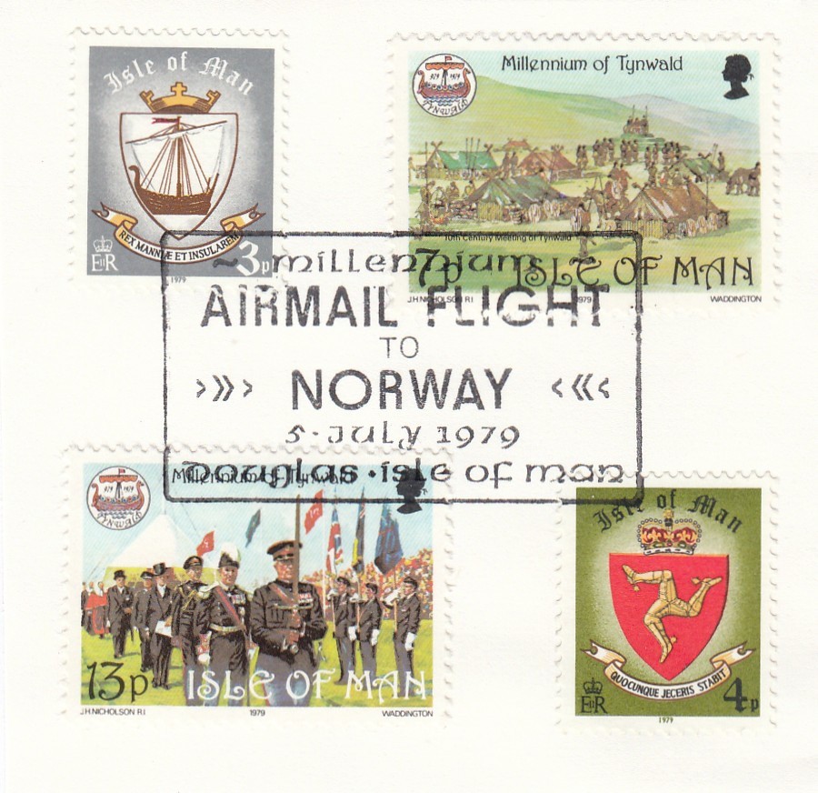 Norway Links to Past GB Isle of Man Used stamps 1979 ON PIECE (148199)