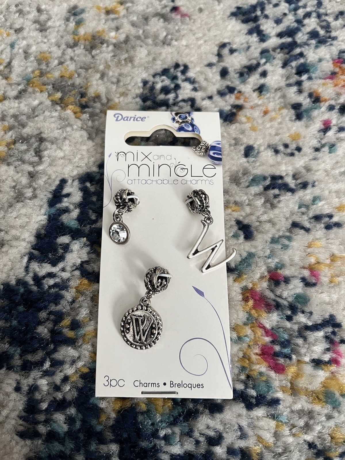 Darice Metal Charms / Mix & Mingle / Initial Letter "W” 3 pc