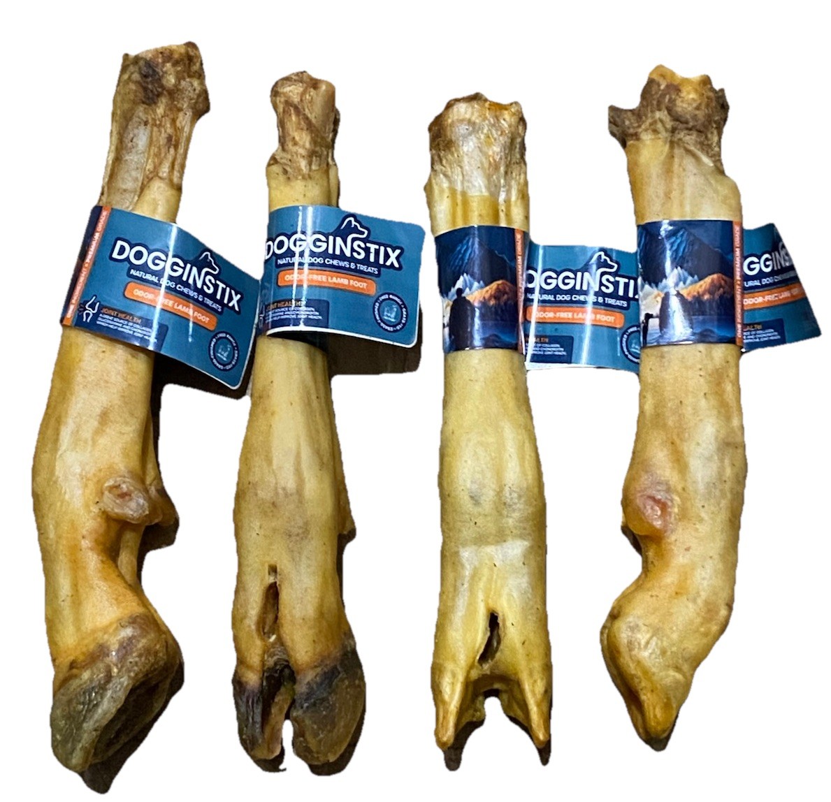 4 Pack DOGGINSTIX Lamb Foot Natural Dog Chew (approx 8”)
