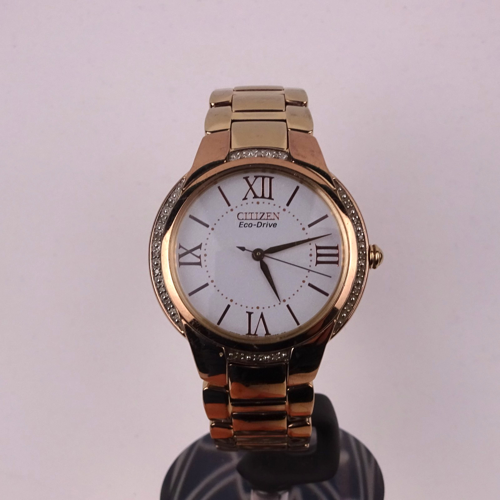 Citizen Eco-Drive Watch Diamond Gold Tone E031-S080436 Quartz 34mm Ladies