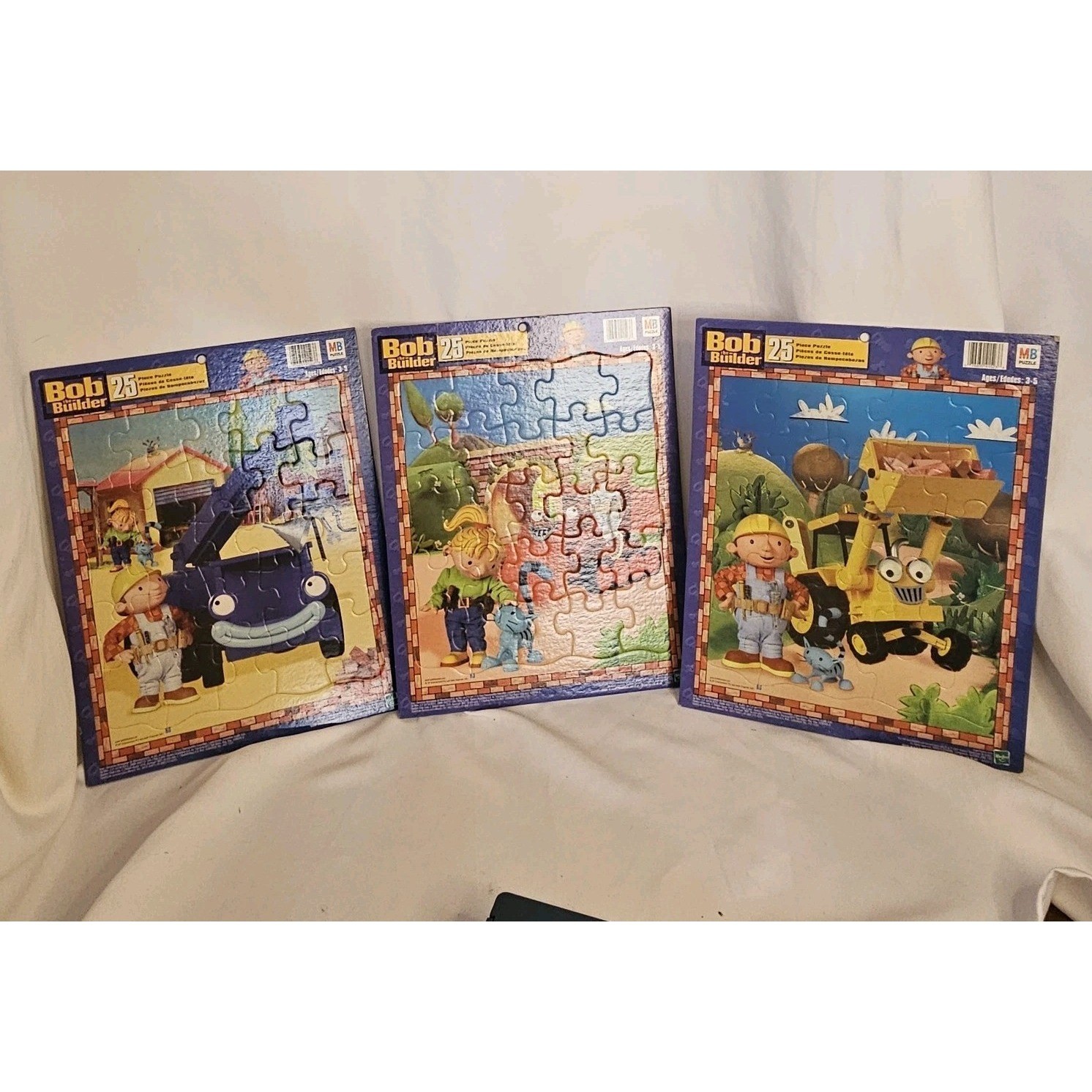 Set of 3 Bob The Builder 25 Piece Puzzles Hasbro 2001 Vintage COMPLETE Y2K