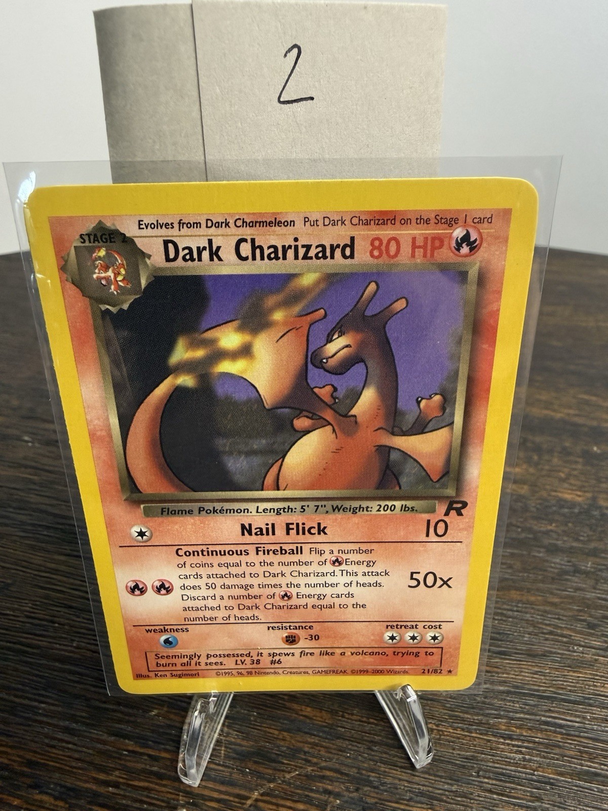 2000 Pokémon TCG Team Rocket Dark Charizard 21/82 80 HP Rare Regular Unlimited