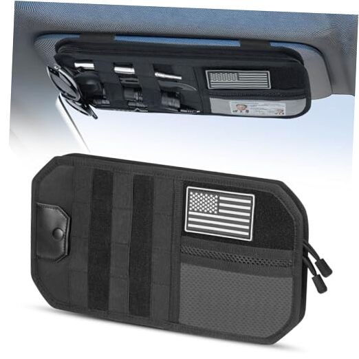 LEPHYON Molle Visor Organizer for Car, 1000D Polyester Tactical Panel Sun Black