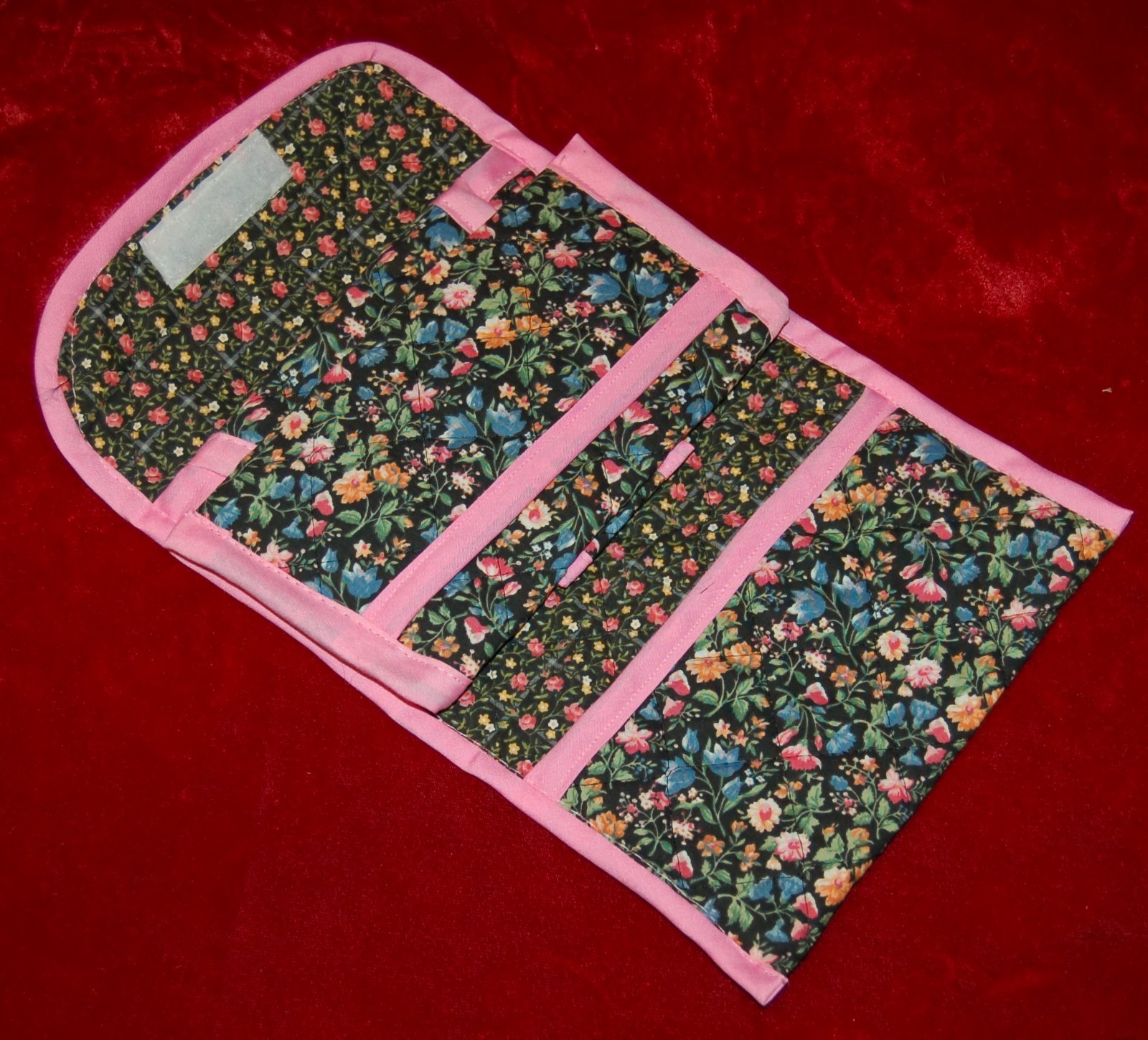 VINTAGE Folding Valet Cosmetics Travel Bag 100% Cotton Handcrafted in California