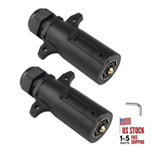 7 Pin Trailer Plug with Waterproof Seal 7 Point Trailer Wiring 7 Pin[2Pack]