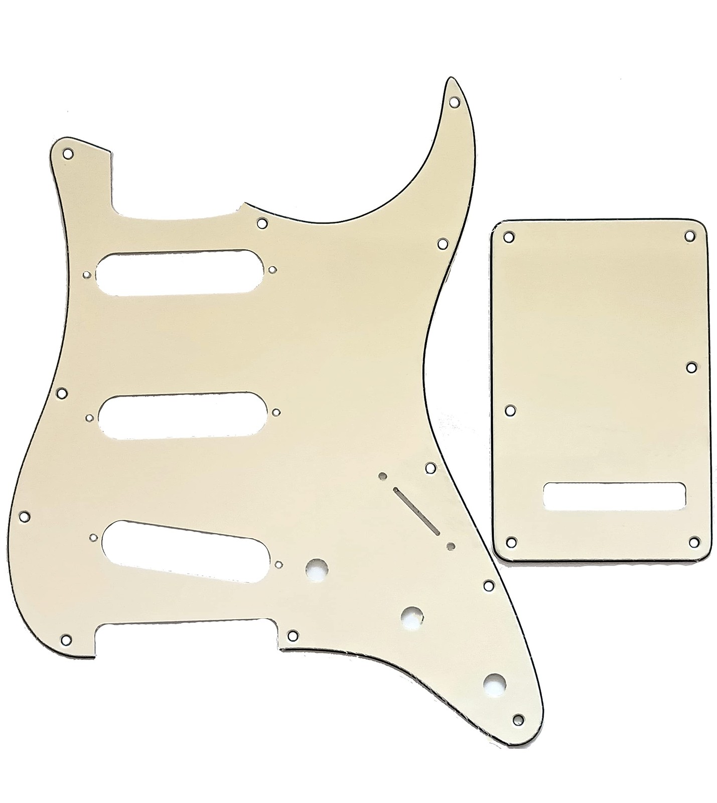 sdhengyee SSS 11 Hole Strat Electric Guitar Pickguard and 3Ply Cream 