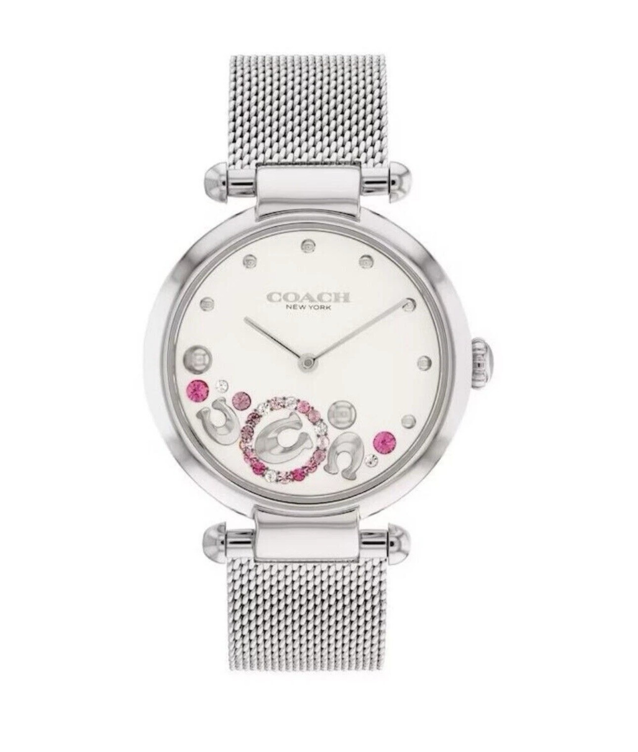 Coach 14504002 Cary Crystal 34mm Silver Tone Mesh Band Ladies Watch
