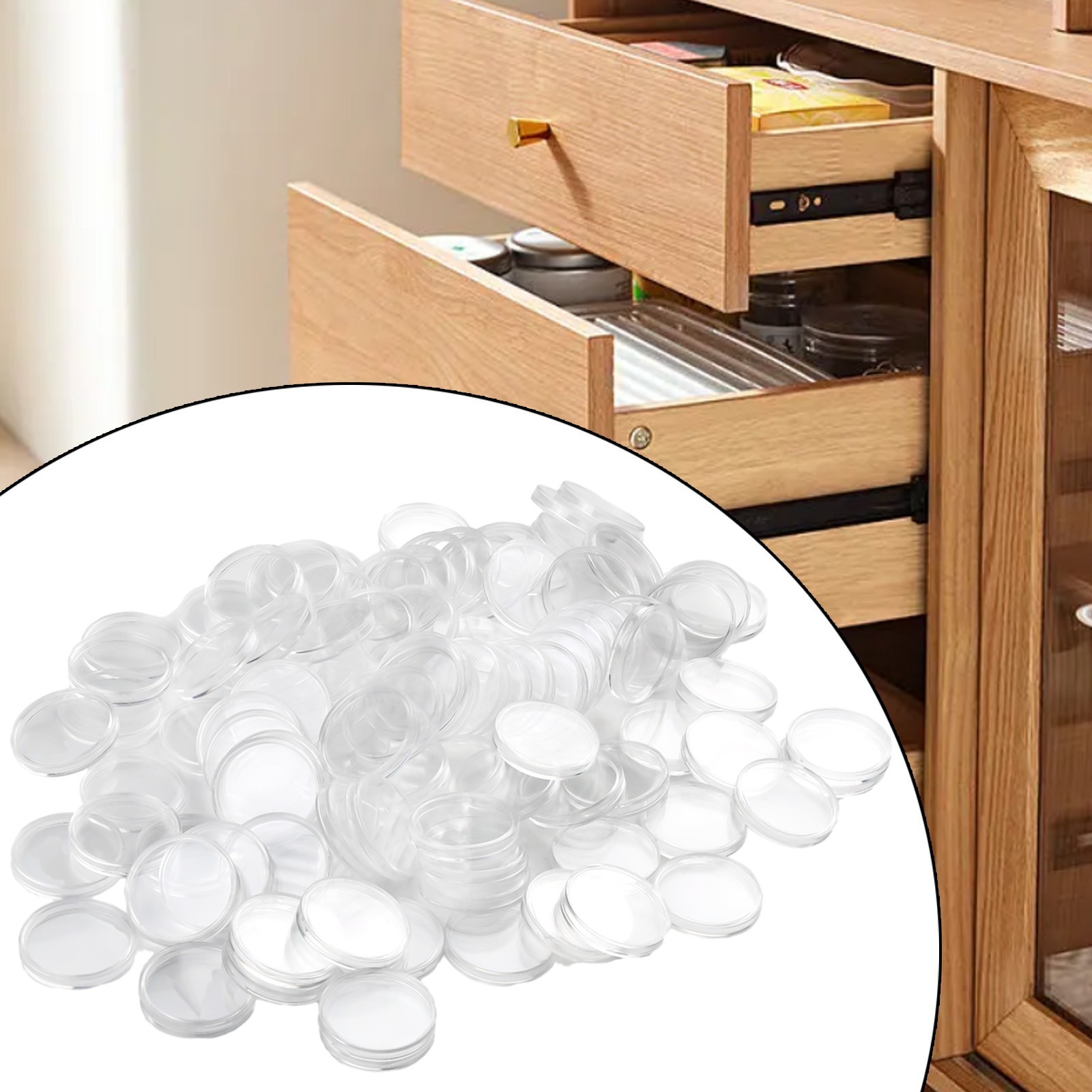 100Pcs Coin Holder Clear Capsules Storage Box Round Display Case Container Tool