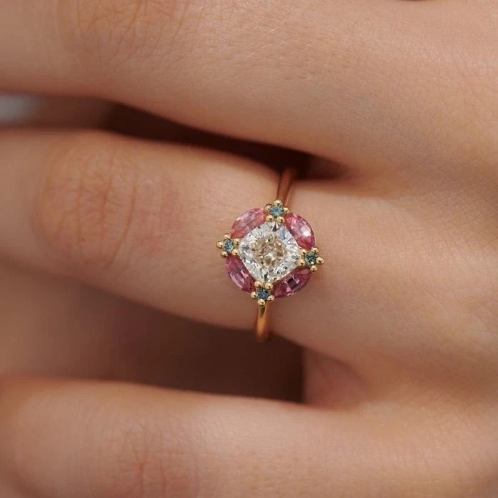 2 Ct Cushion Cut Simulated Diamond Stone Engagement Rings 14k Yellow Gold Plated