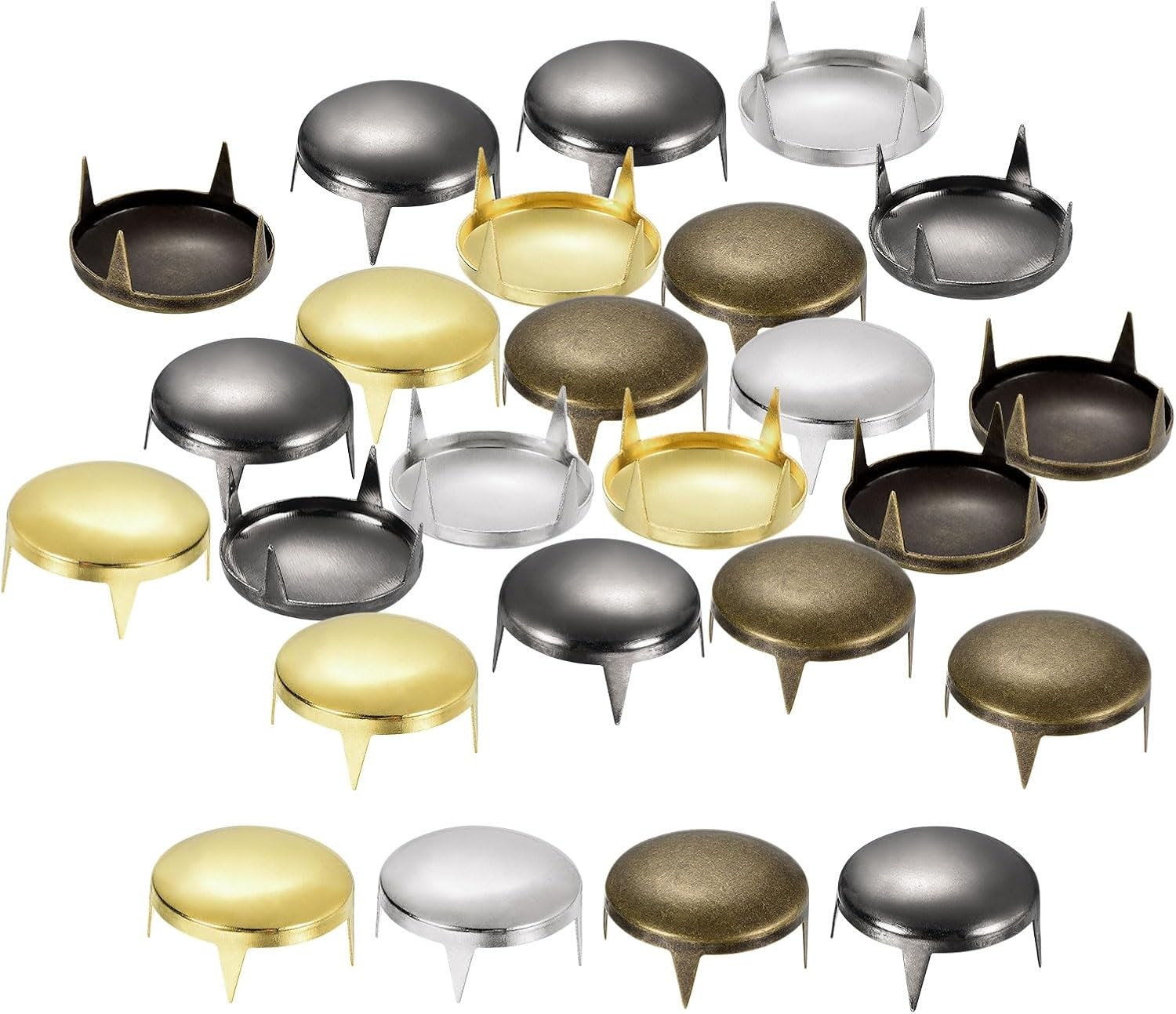 uxcell 80Pcs Mixed Color Round Dome Rivets, 16mm Spike Studs Nailheads Kit