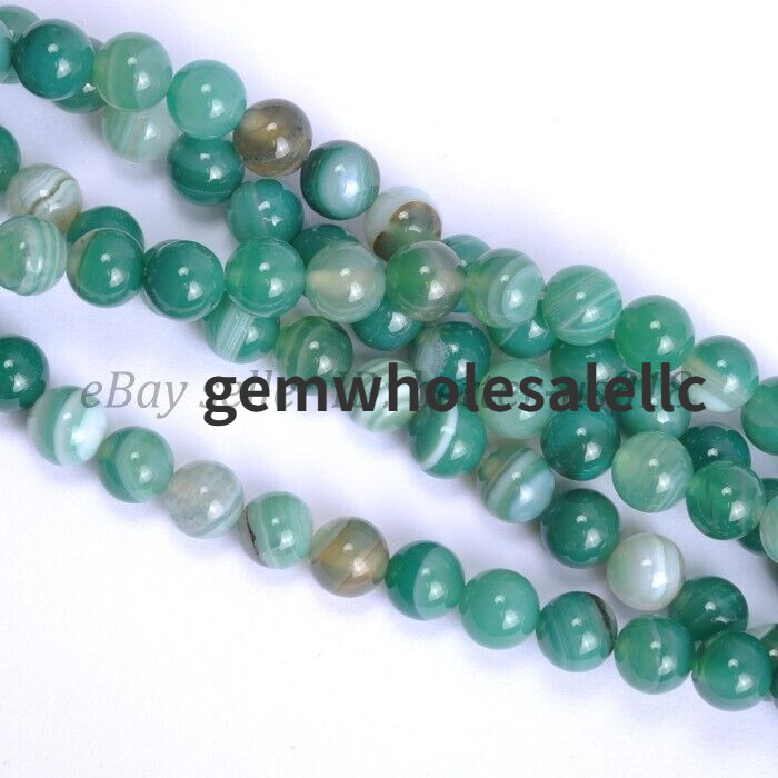 Wholesale 450pcs Natural Green Agate Stone Round Loose Beads 8MM 10 Strands