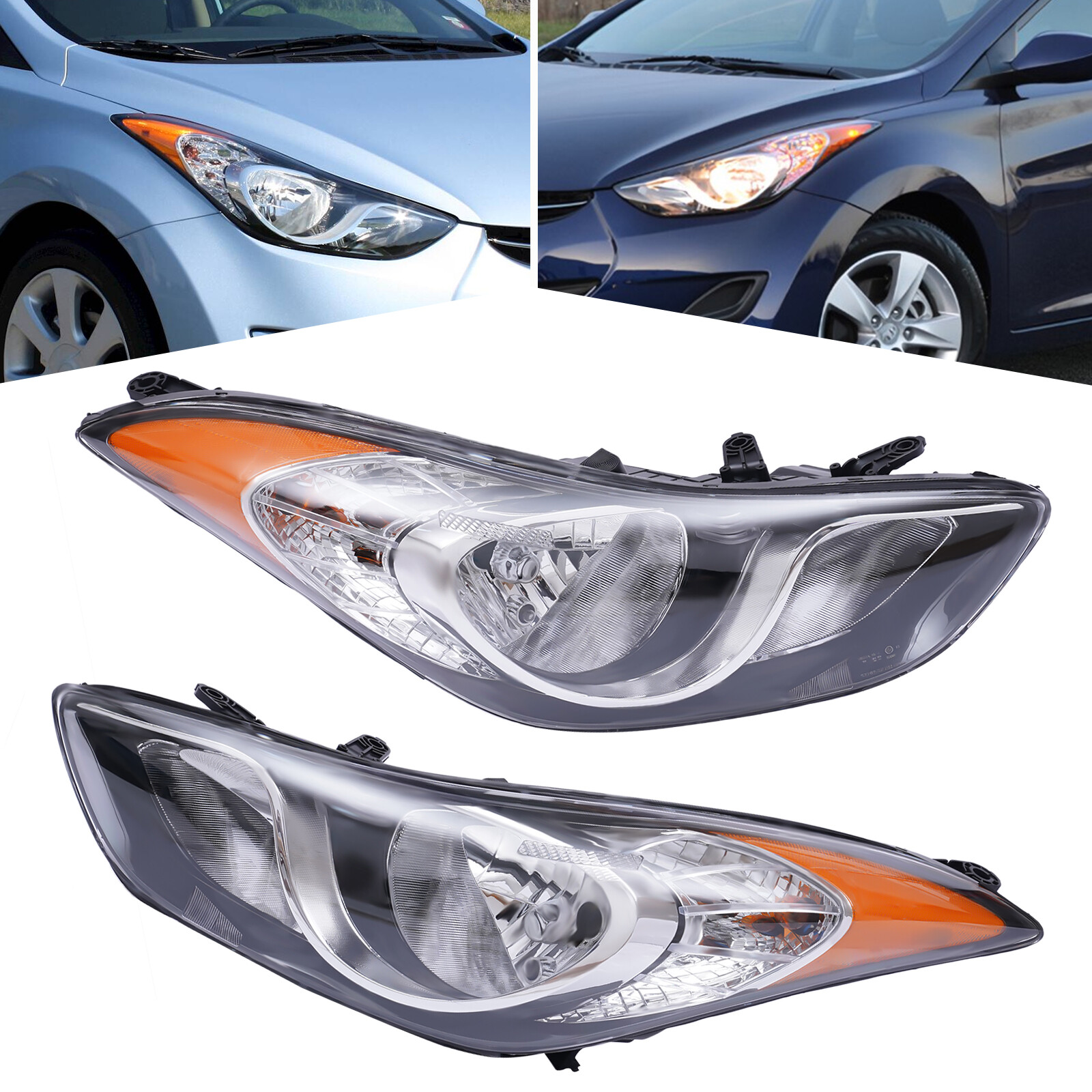 Pair Front Light Halogen Headlight Lamp For Hyundai Elantra 2011-2013 1.8L 2.0L