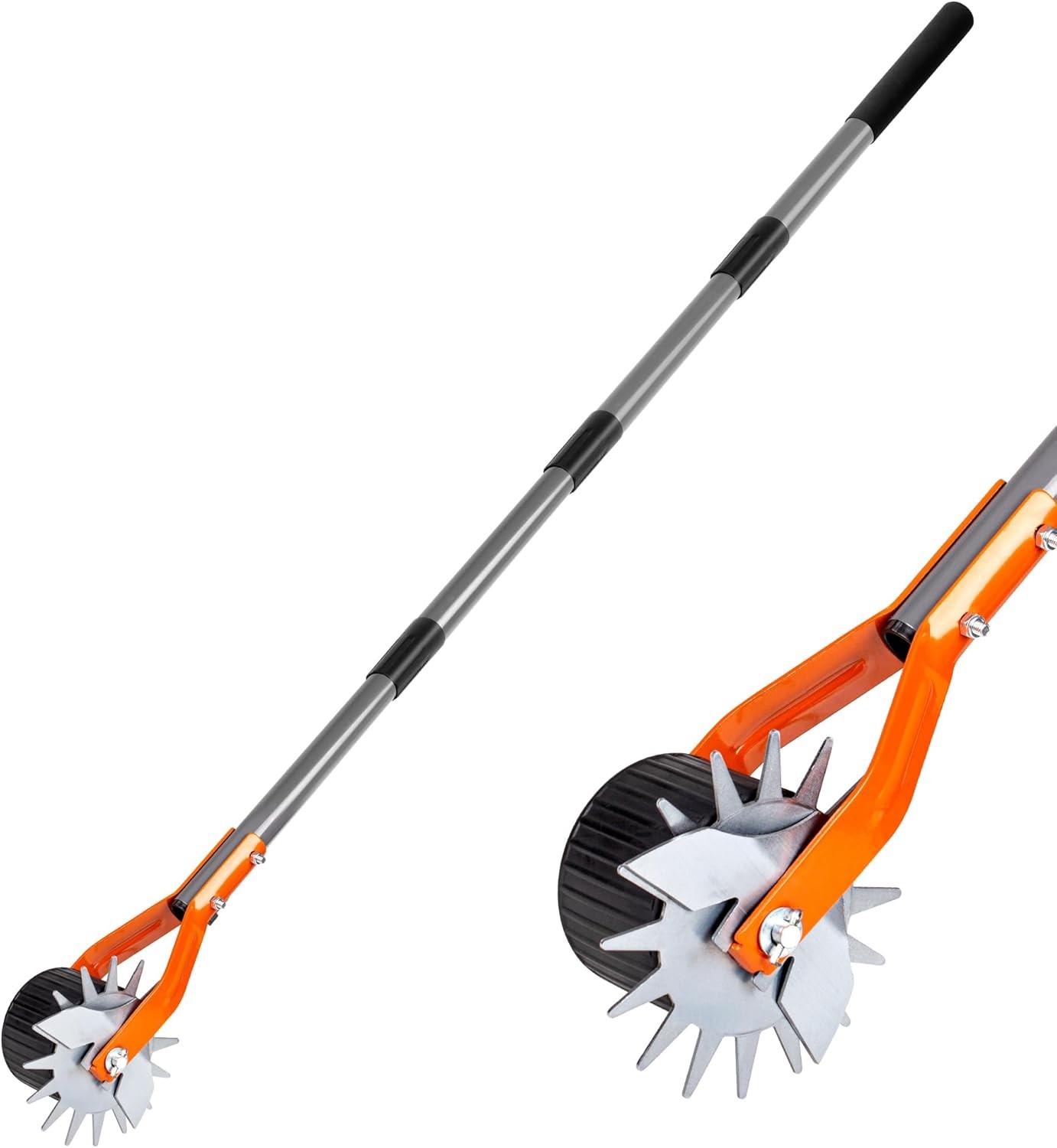 Wheel Rotary Edger, 69.7 Inch Hand Manual Edger Lawn Tool with Adjustab