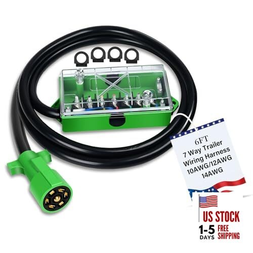 6 FT 7 Pin Trailer Wiring Harness with 7 Gang 7 Pin 6 Feet-With Junction Box