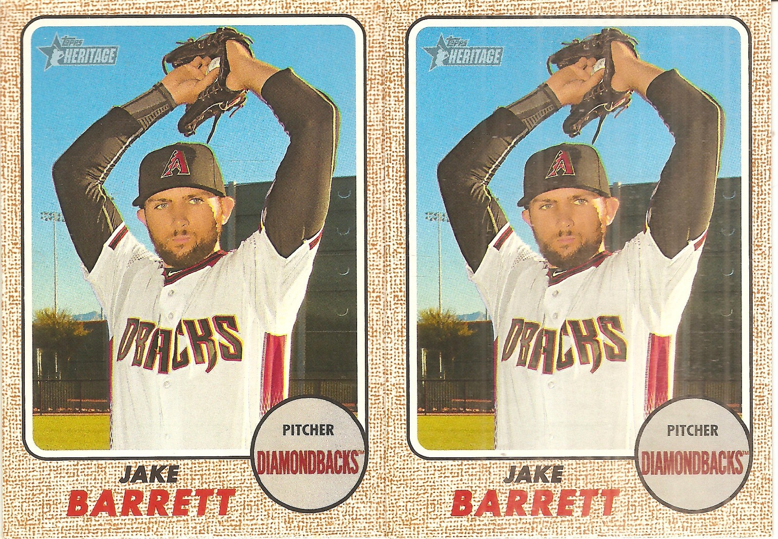 2 CARD 2017 TOPPS HERITAGE JAKE BARRETT BASEBALL CARD LOT