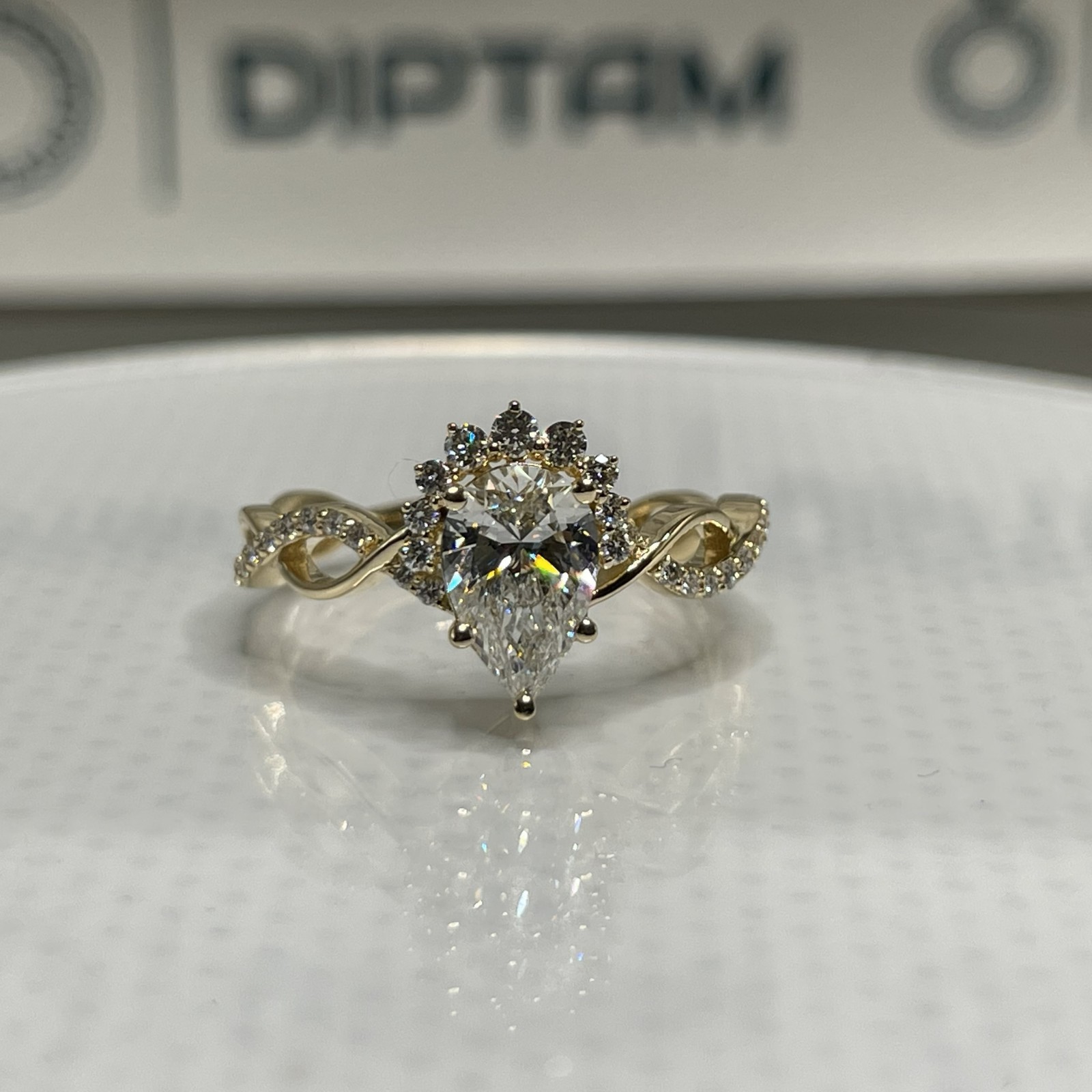 IGI Certified 1.17 CT Pear Cut Lab Grown Diamond Engagement Ring 14k Yellow Gold