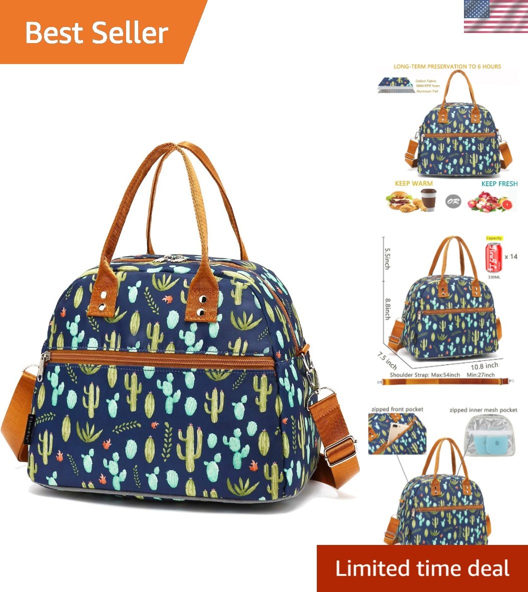 Insulated Lunch Bag With Shoulder Strap for Women, Men, and Kids, Large and R...