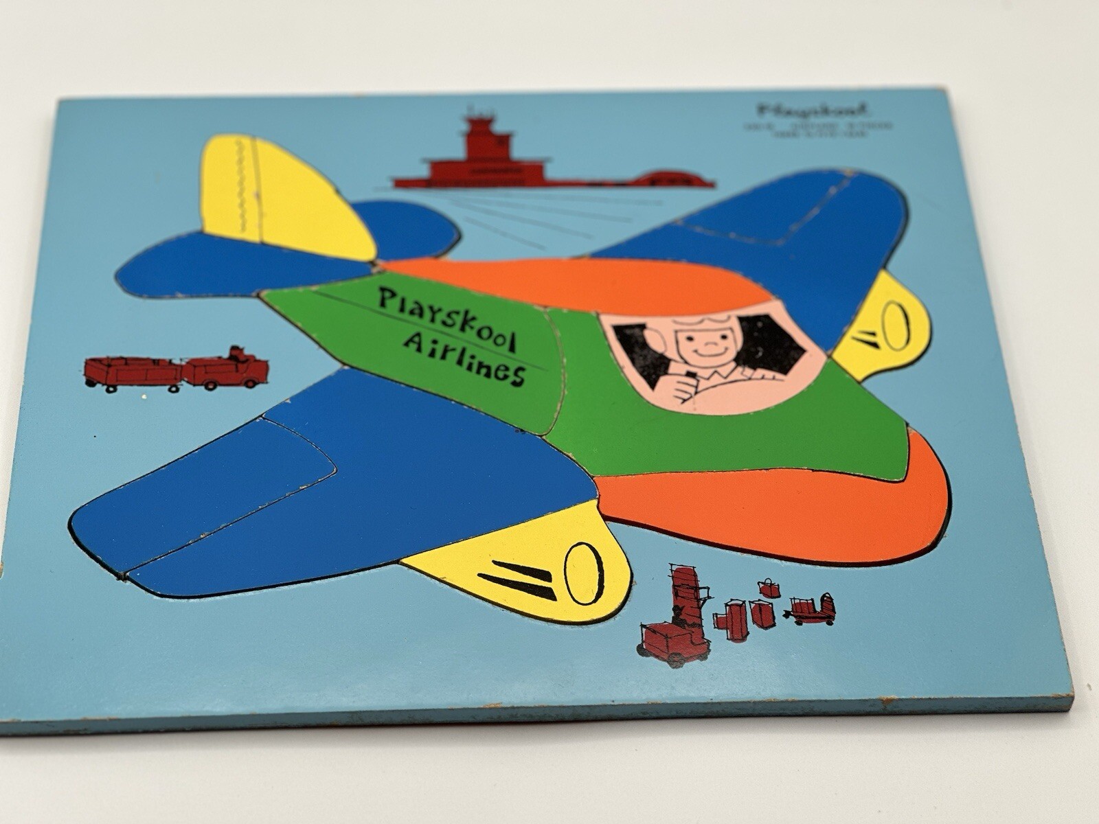 Playskool vintage "Airlines" airplane wooden puzzle COMPLETE