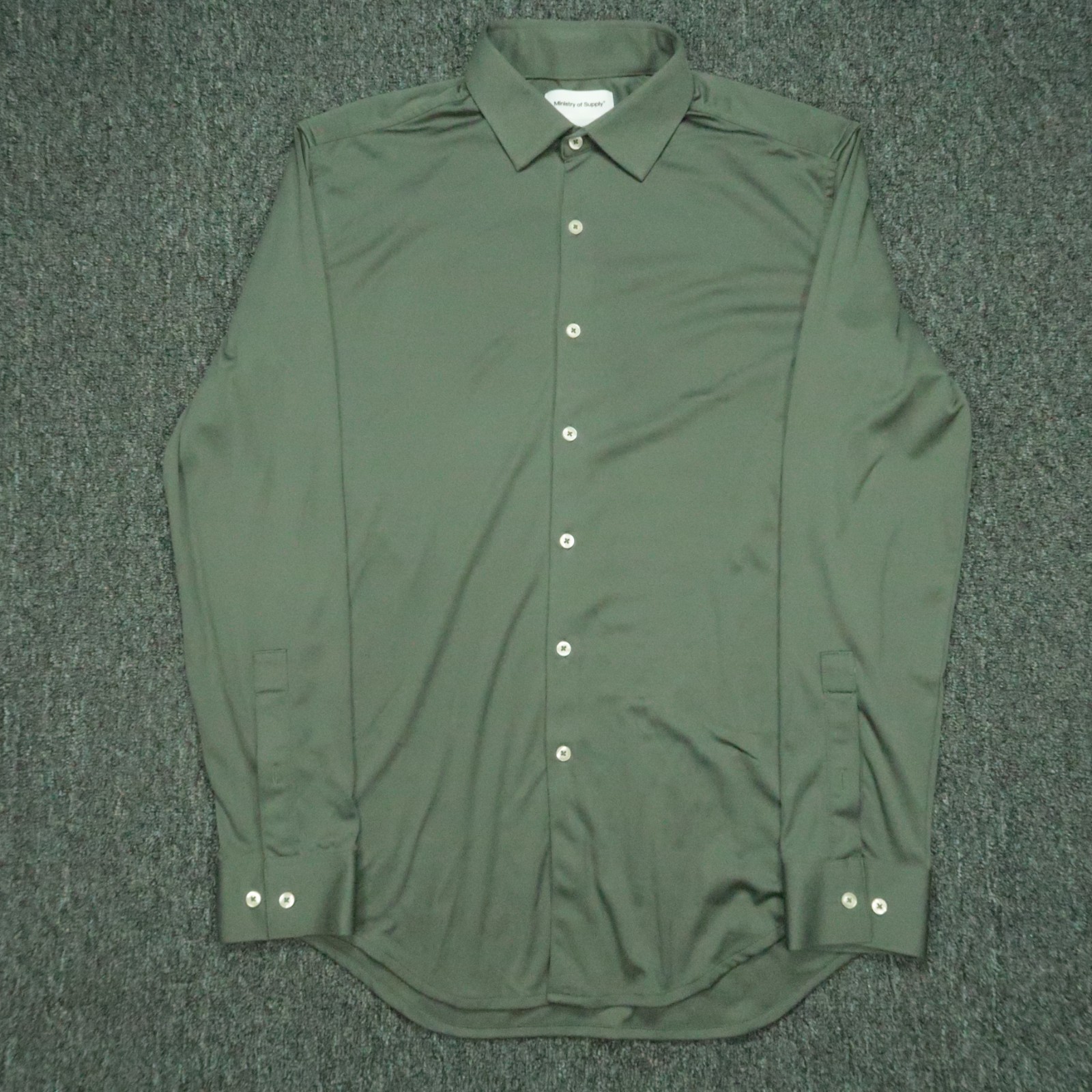 Ministry Of Supply Shirt Men Medium Green Long Sleeve Button Up Stretch