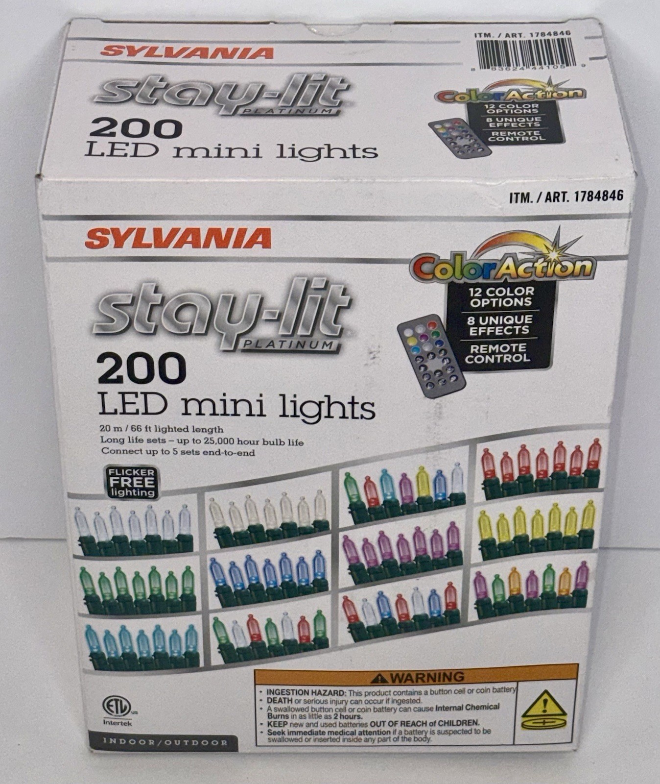Sylvania Stay lit LED Lights, 2 Sets Of 100, 6 Color Changing Soft White & Multi