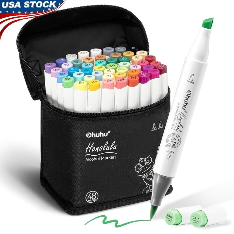 Dual Tip Brush Markers 49 Pack Refillable Blending Art Supplies Creativity New