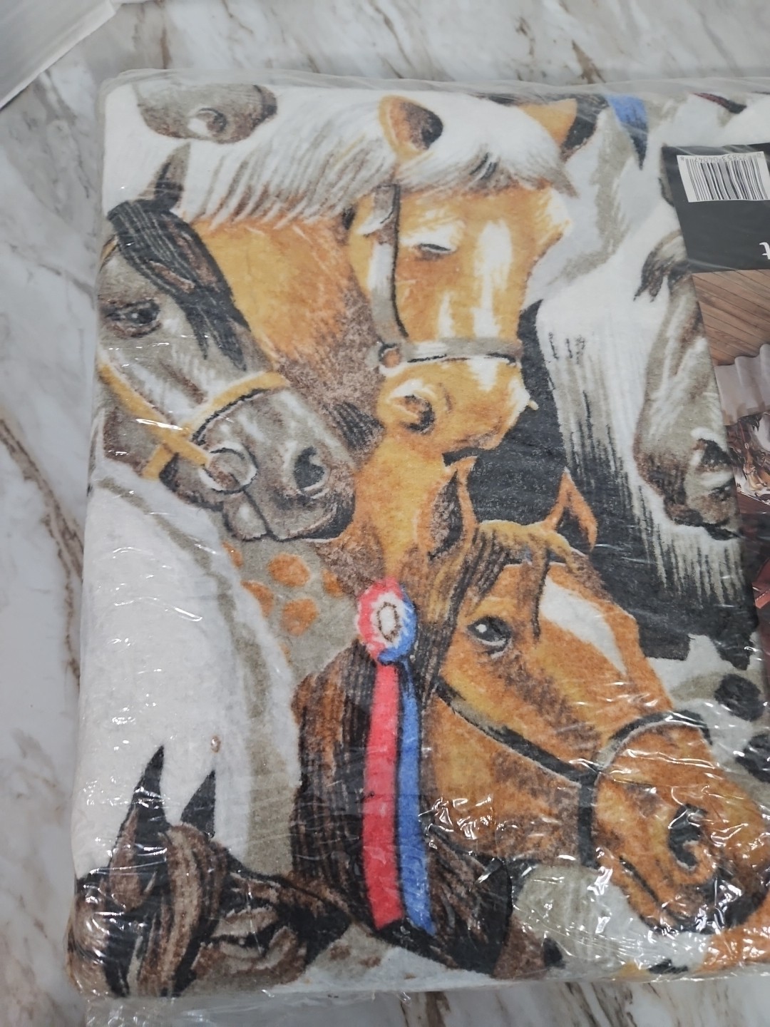 Vintage Owen Blanket Horse Print Fits Full and Twin Size New Old Stock 