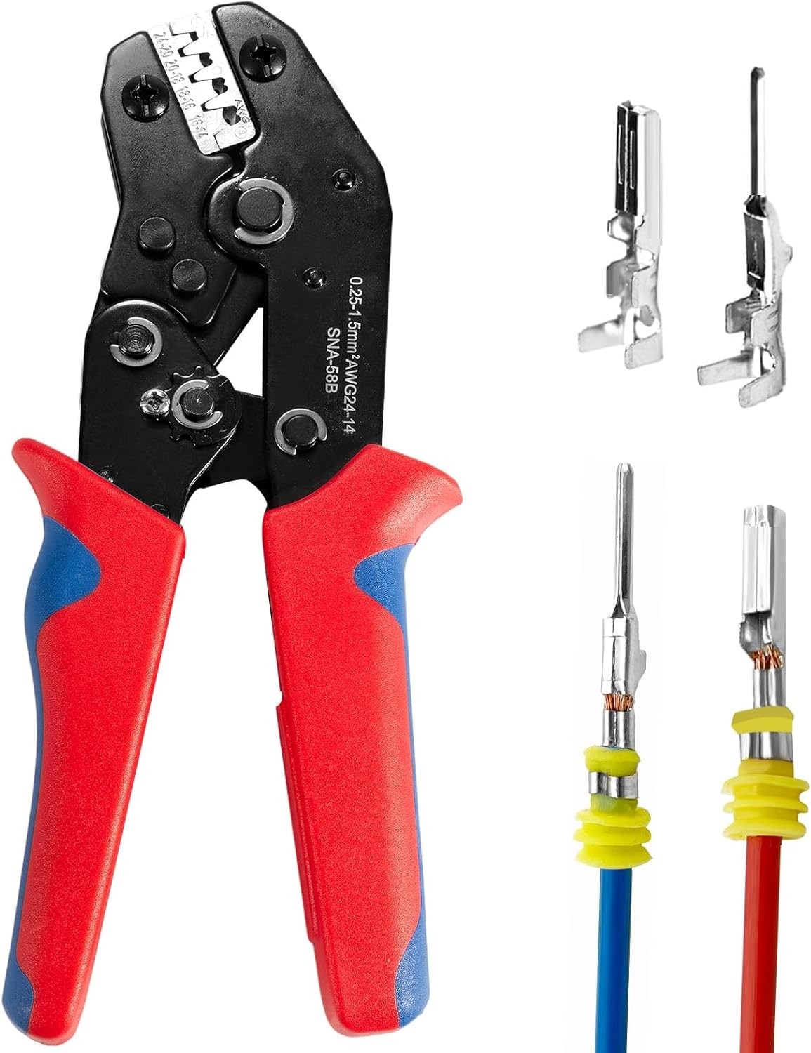 Wire Crimping Tool with Ratchet, Amliber Ratchet Wire Crimper Tool for Open