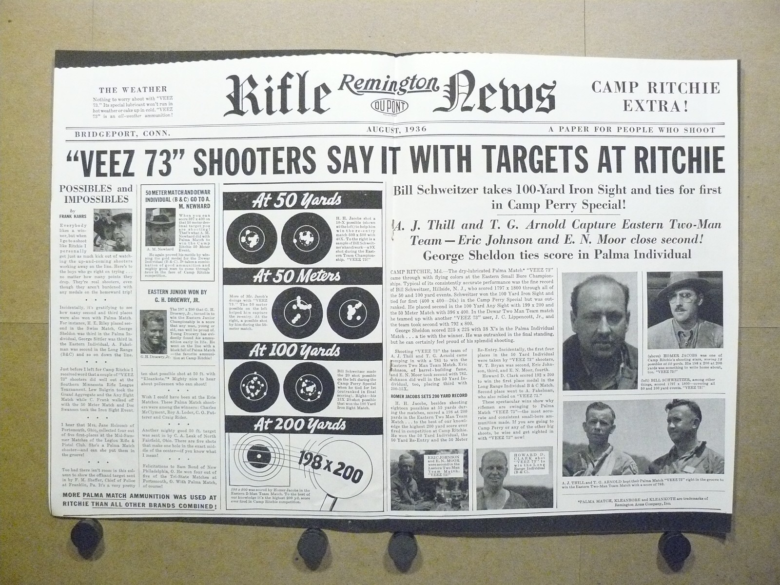 1936 Remington Rifle News Veez 73 Vintage Print Ad Camp Ritchie Shooting Targets