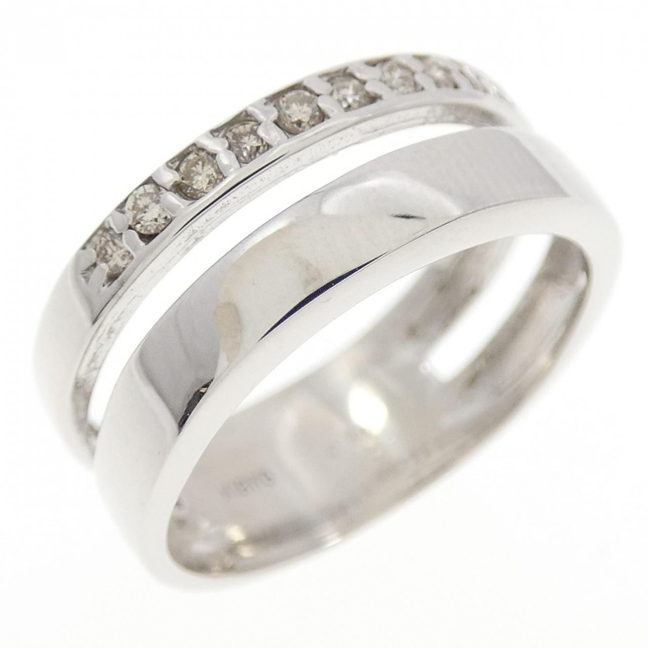 Authentic K18WG Diamond Ring 0.10CT #260-007-438-4273